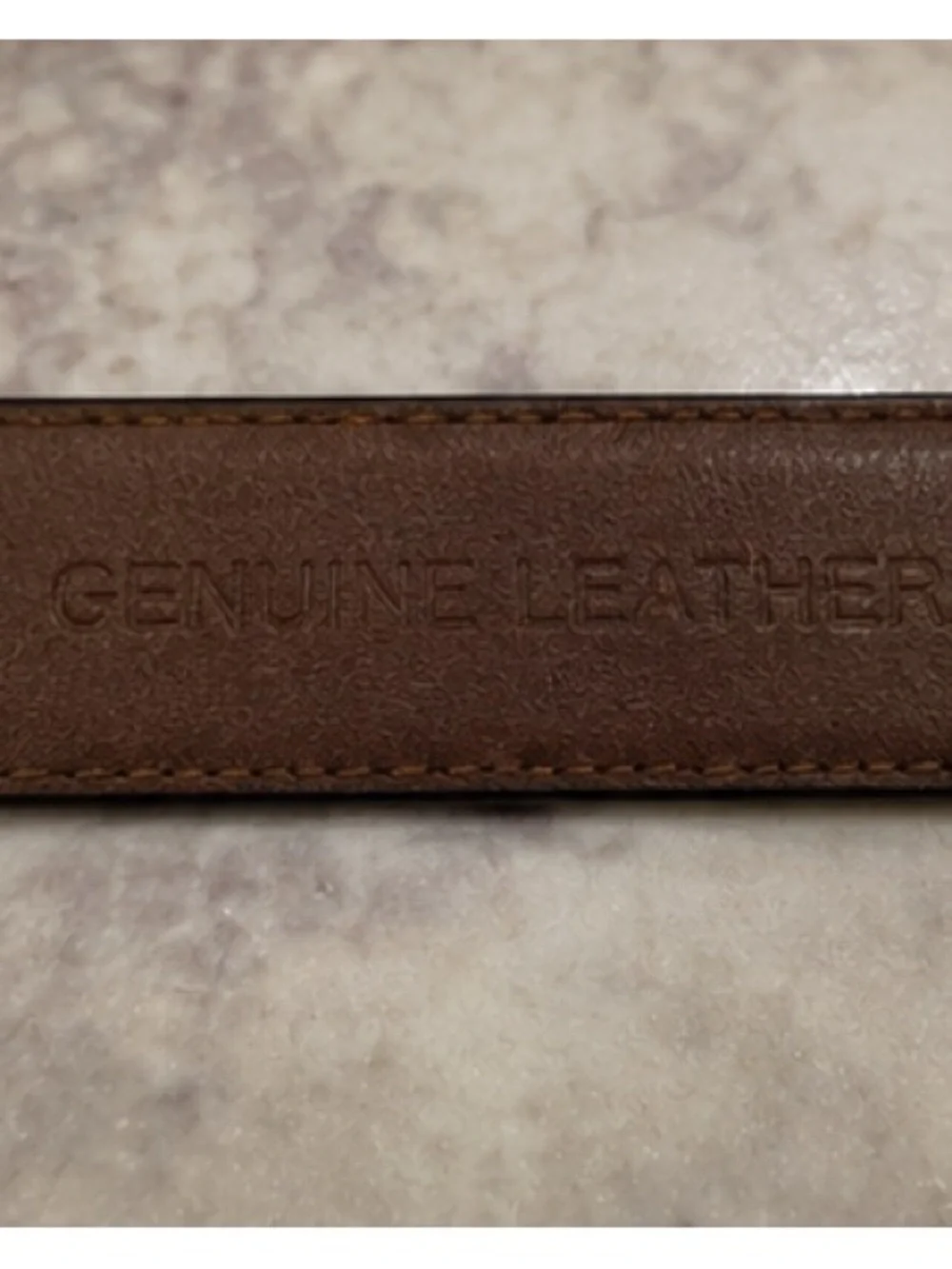 Genuine Leather Brown Belt Brass Buckle Distressed Vintage Style Minimalist